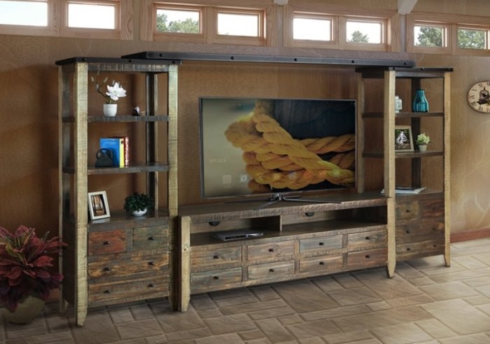 Arizona Rustic Oak Media Entertainment Center | Diy entertainment ... Rustic entertainment center furniture for TVs