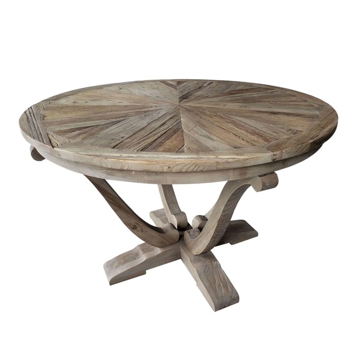 Rustic Parquet Wooden Round Dining Room Furniture Table - Dining Room ... Round parquet side table furniture with shelf