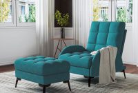 Frosted Velvet Recliner Chair with Footstool, Green - JM1518 Velvet recliner chair furniture with footstool